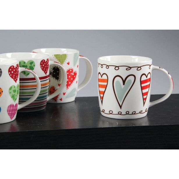 LONČEK 365 ML SRCE RAZLIČNI BARVNI VZORCI