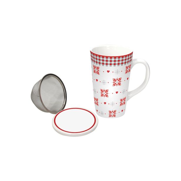 LONČEK TOGNANA 470 ML OLIMPIA VICHY RED S CEDILOM IN POKROVOM