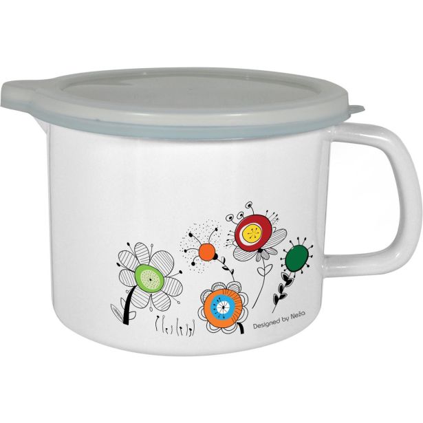 POSODA ZA TOPLE NAPITKE ENAMELIE LONČEK Z IZLIVOM IN POKROVOM 14 CM 1.5 L NEŽA