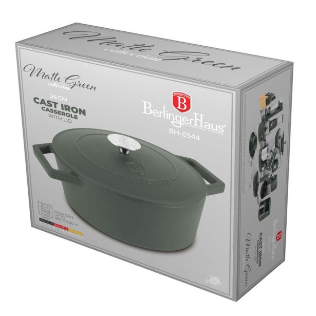 LONEC / KOZICA BERLINGER HAUS KOZICA S POKROVOM 24 CM LITOŽELEZNA MAT ZELENA