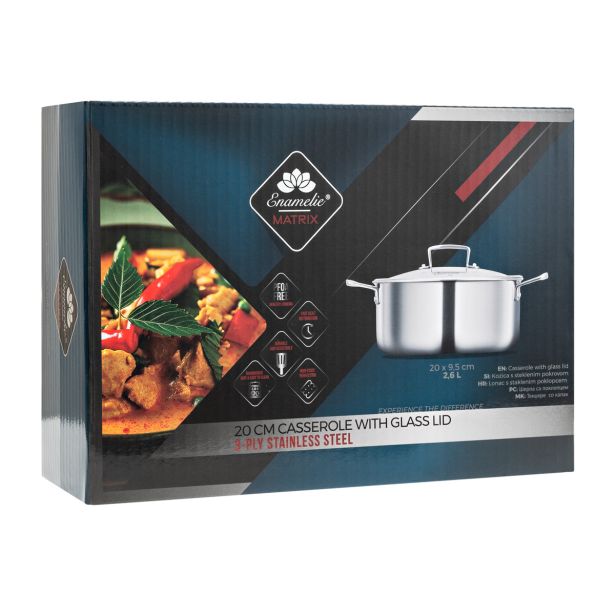 LONEC / KOZICA ENAMELIE 20 CM MATRIX KOZICA S STEKLENIM POKROVOM