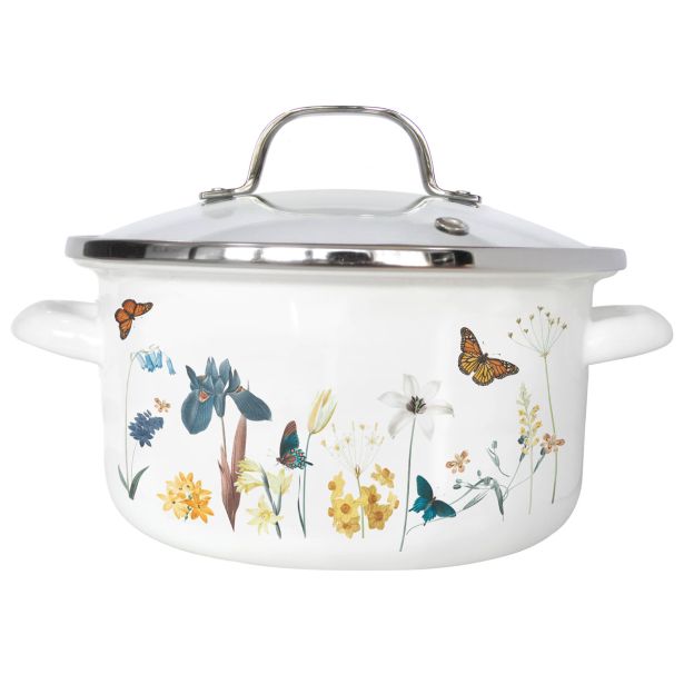 LONEC / KOZICA ENAMELIE KOZICA VISOKA IRIS 18CM S STEKLENIM POKROVOM 2.75L