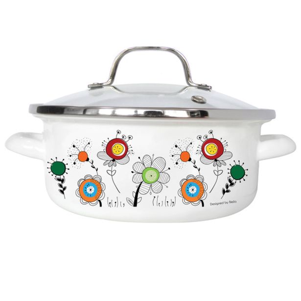 LONEC / KOZICA ENAMELIE S STEKLENIM POKROVOM 20 CM, 2.5 L NEŽA 2