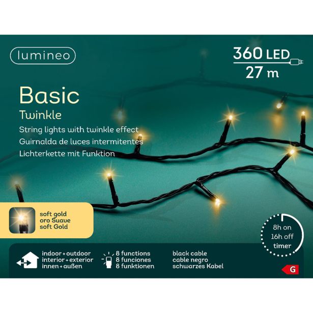 LUČKE DECORIS BASIC 360L, ŠAMPANJEC Č 2700 CM, 8 FUNK., UTRIP.