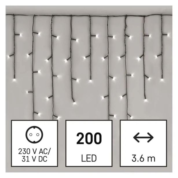LUČKE EMOS LED ZAVESA 3.6 M HL. BELA ZUNANJA/NOTRANJA