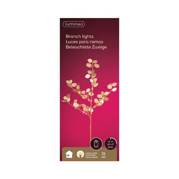 LUČKE LED VEJA CEKINČKI 75 CM 15 L ZLATA 2X AA