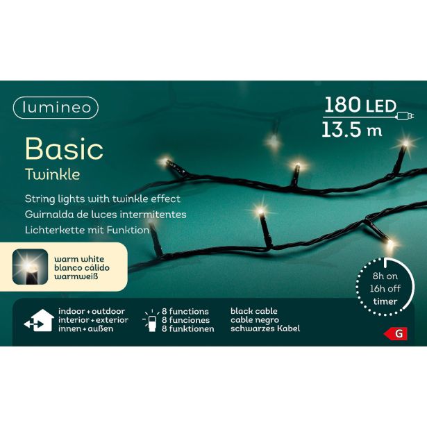 LUČKE LUMINEO BASIC 180L, TOPLO BELE Č 1350 CM, 8 FUNK., UTRIP.