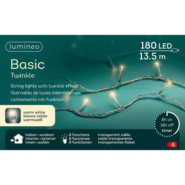 LUČKE LUMINEO BASIC 180L, TOPLO BELE T 1350 CM, 8 FUNK., UTRIP.