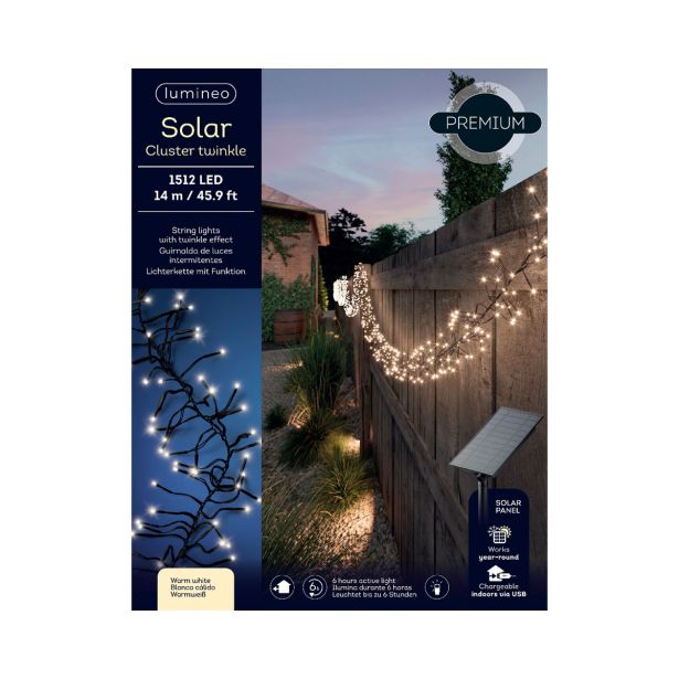 LUČKE LUMINEO CLUSTER 1512L TOPLO BEL Č 1400 CM, 8 FUNK., UTRIP.