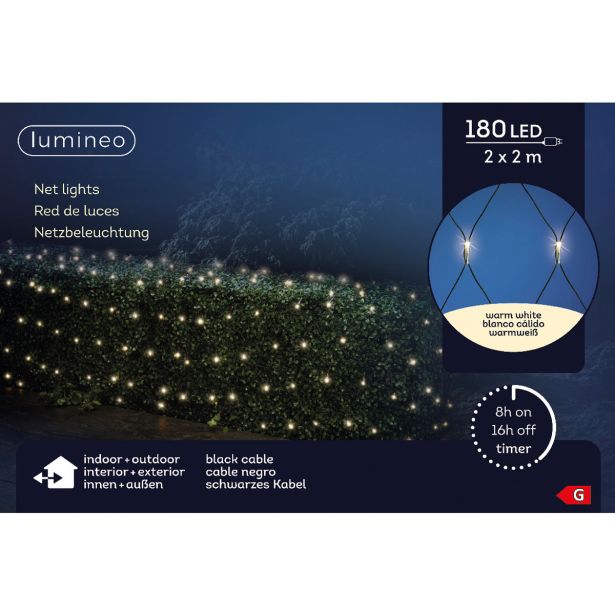 LUČKE LUMINEO MREŽA 180L, TOPLO BELA Č 200X200 CM