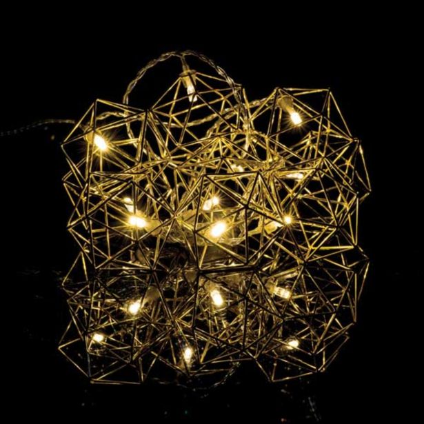 LUČKE MQ 10 LED 5 MM GEO ZLATE KROGLE TOPLO BELE 31 V