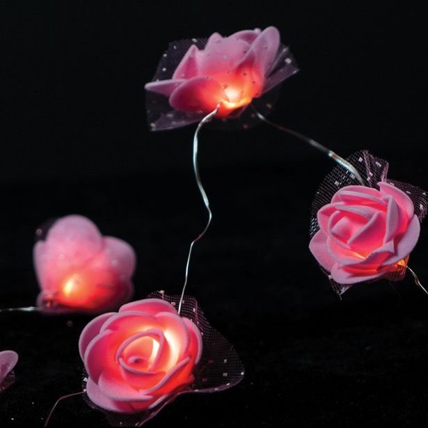 LUČKE MQ 10 LED ROŽICE ROZA TOPLO BELE AA