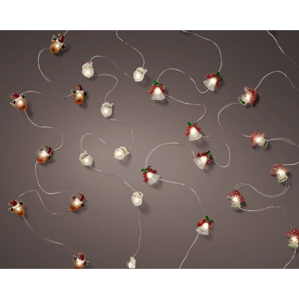 LUČKE VERIGA LED LUČK, 20 LUČK, BOŽIČEK/ZVONEC/JELEN/GOBA