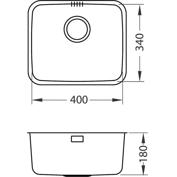 NERJAVNO POMIVALNO KORITO ALVEUS LUNO 20, SATIN 340X400 MM