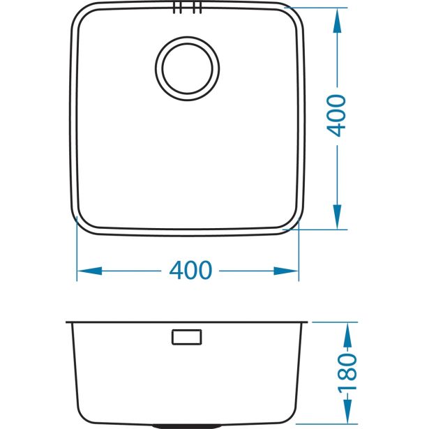 NERJAVNO POMIVALNO KORITO ALVEUS LUNO 30, SATIN 400X400 MM