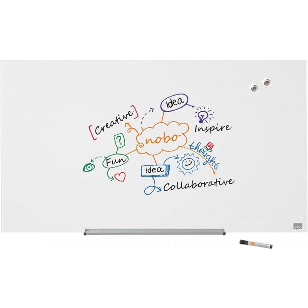 MAGNETNA TABLA NOBO TABLE STEKLENA 99.3X55.9 CM DIAMOND BELA 1905176