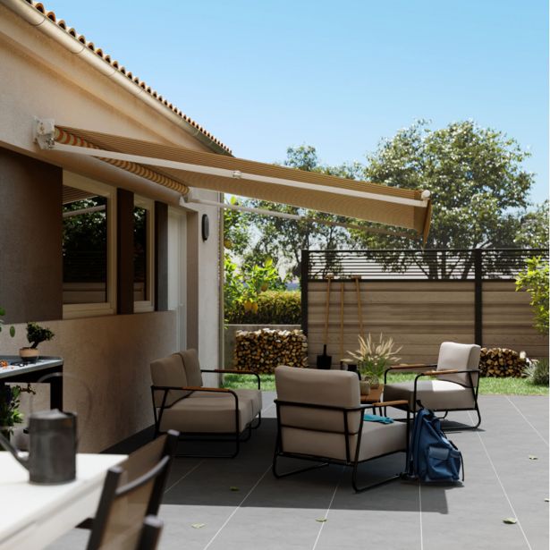 MARKIZA, TENDA MARINA 300X200 CM BELO/RUMENA, ROČNA