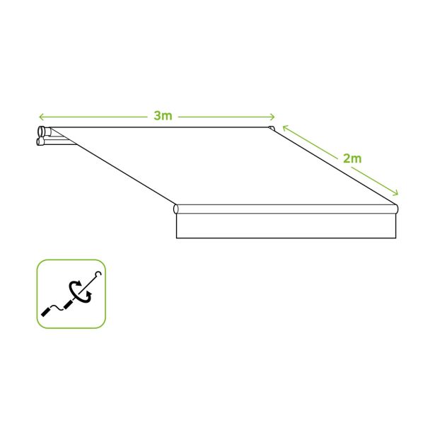 MARKIZA, TENDA NATERIAL CALIMA 300X200 CM BELO/SIVA, ROČNA