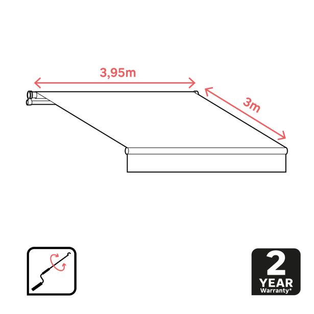 MARKIZA, TENDA NATERIAL CALIMA 400X300 CM, SIVA ROČNA