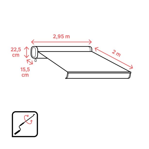 MARKIZA, TENDA NATERIAL LOBY 300X200 CM, BEŽ ROČNA, KASETNA