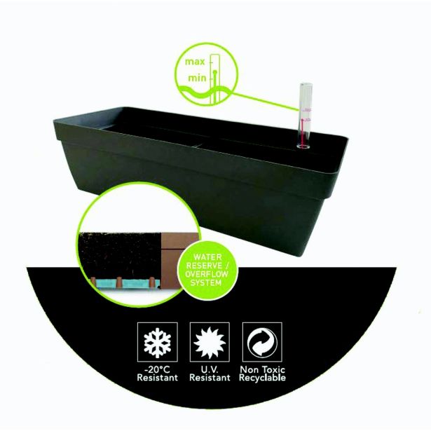 PE KORITO Z VODNO REZERVO MELROSE 60X18X16 ANTRACIT