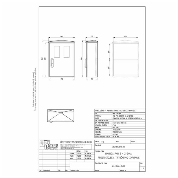MERILNA OMARICA PREBILPLAST PMO-2 PS + NIHAL. ROČICA DIRAK-3.TOČK.ZAKLEPANJE
