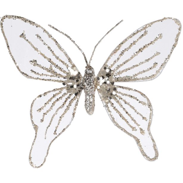 OKRASEK ZA JELKO KOOPMAN METULJ 15 CM BEL SORT