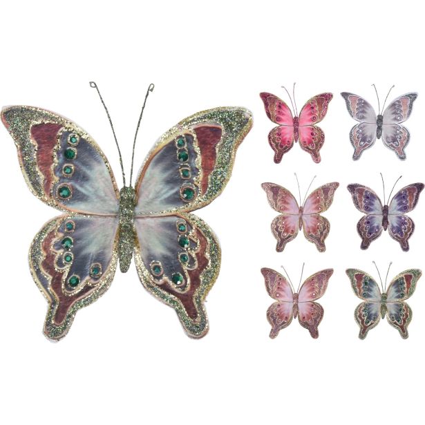 OKRASEK ZA JELKO KOOPMAN METULJ 20 CM SORTIRANO