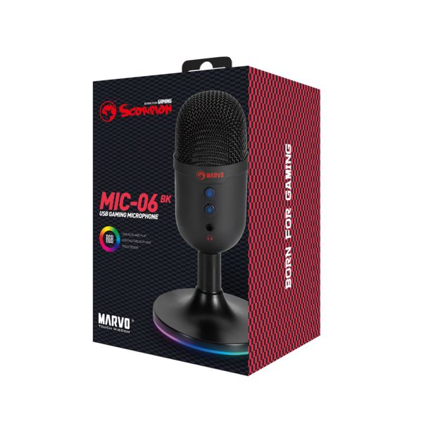 MIKROFON MARVO MIC-06 BK RGB ČRN