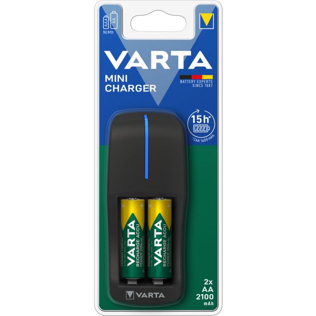 BATERIJSKI POLNILNIK VARTA MINI CHARGER + 2X AA R2U 2100MAH