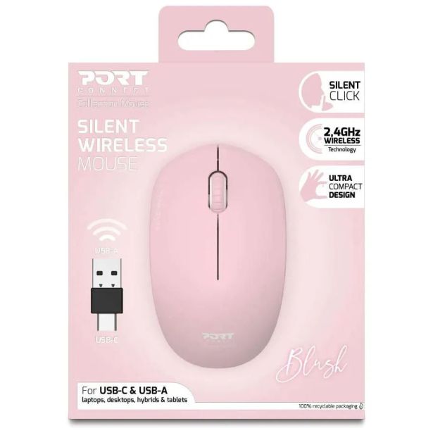 MIŠKA/KAZALNIK PORT WL USB-A/USB-C ROZA