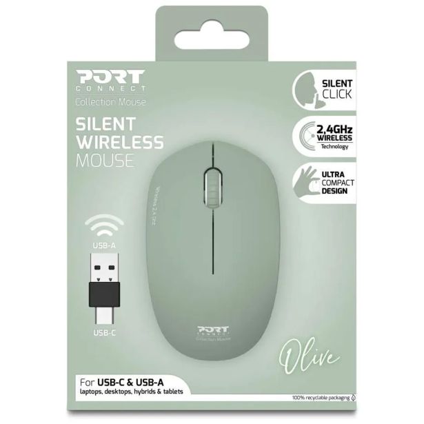 MIŠKA/KAZALNIK PORT WL USB-A/USB-C ZELENA