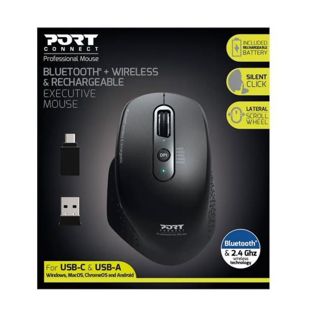 MIŠKA PORT EXECUTIVE WL, BT, USB-A / C, POLNILNA