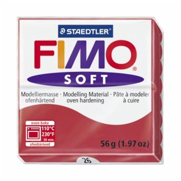 MODELIRNA MASA, PLASTELIN FIMO SOFT 26, T.RDEČA 56 G