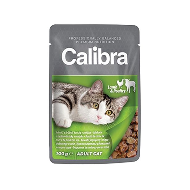 MOKRA HRANA ZA MAČKA CALIBRA JAGNJE PERUTNINA V OMAKI 100 G VREČKA