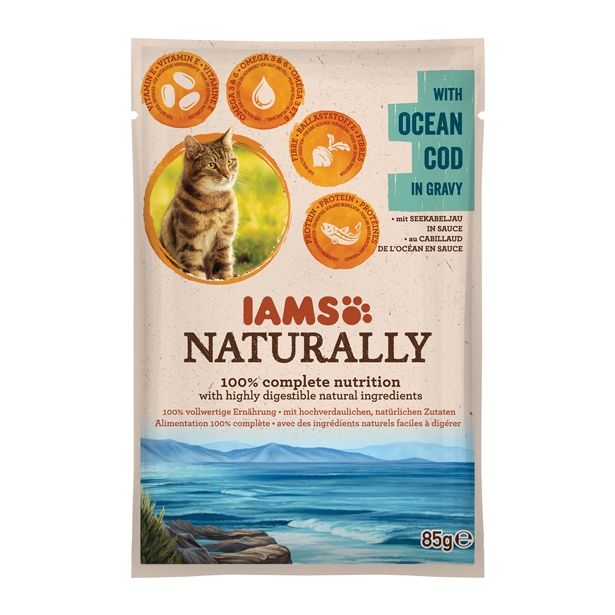 MOKRA HRANA ZA MAČKA IAMS HRANA ZA MAČKE, NARAVNA POLENOVKA, OMAKA 85G