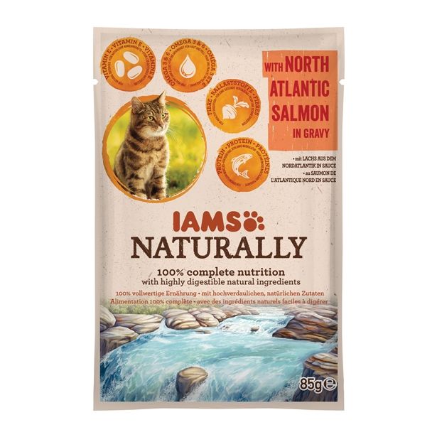 MOKRA HRANA ZA MAČKA IAMS HRANA ZA MAČKE, SEVERNI ATLANTSKI LOSOS,OMAKA 85G