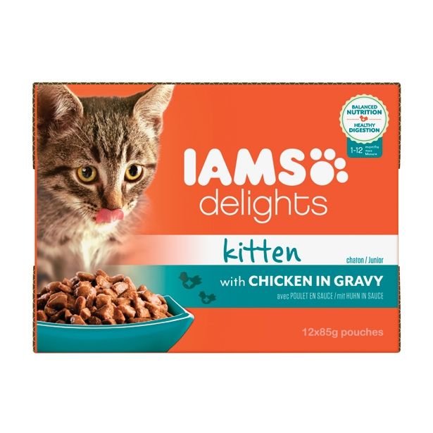 MOKRA HRANA ZA MAČKA IAMS MULTIBOX MLADE MUCE OMAKA, 12X 85G