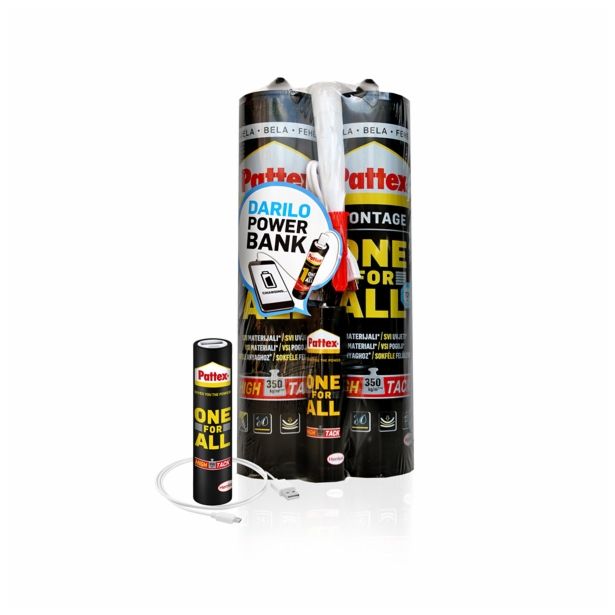 MONTAŽNO LEPILO HENKEL PATTEX ONE FOR ALL 2X440G DUO PACK+POWERBANK GRATIS