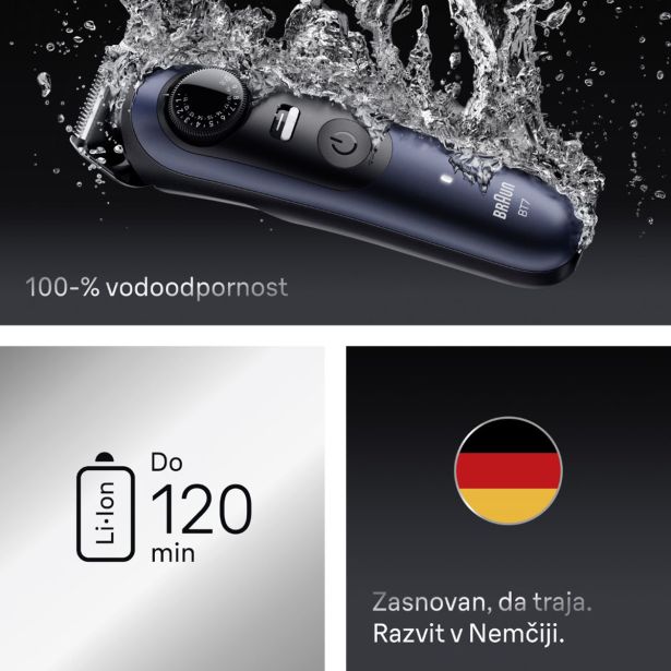 MOŠKI UREJEVALNIK BRAUN BT 7540 ZA BRADO +10 NASTAVKOV