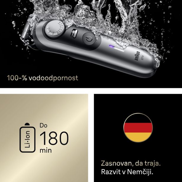 MOŠKI UREJEVALNIK BRAUN BT 9520 ZA BRADO +7 NASTAVKOV