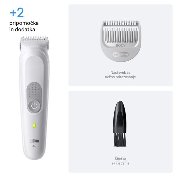 MOŠKI UREJEVALNIK BRAUN ZA TELO BG3500 +2 NASTAVKA
