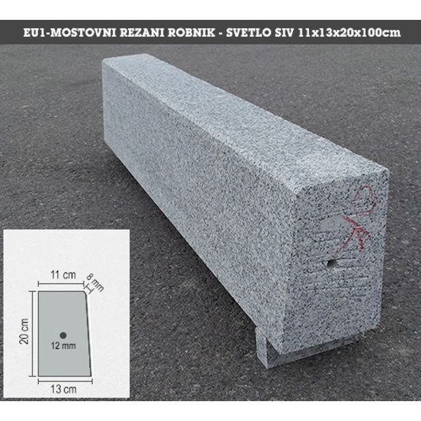 IZDELEK IZ GRANITA MOSTOVNI ROBNIK EU1 SVETLO SIV 11X13/20X100CM