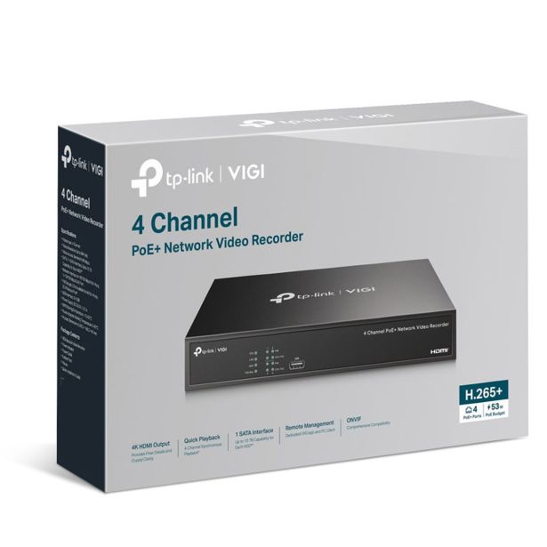 MREŽNI USMERNIK (ROUTER) TP LINK MINI VIGI NVR1004H-4P- 2TB 4CHANNEL 4K 4XPOE USB