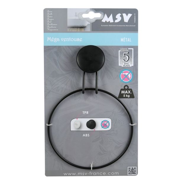 MSV DRŽALO BRISAČE OKROGLI NA VAKUUM 15.9 X 3.5 X 26 CM KROM, ČRNI MEGA VENTOUSES