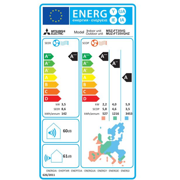SPLIT ENOJNA INVERTER MITSUBISHI MSZ-FT35VGK /MUZ-FT35VGHZ 3.5KW, NOTR+ZUN ENOTA