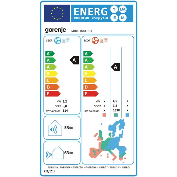 MULTI SPLIT GORENJE KAS 53 ZM DCINV2 5.3KW, MULTI DUO