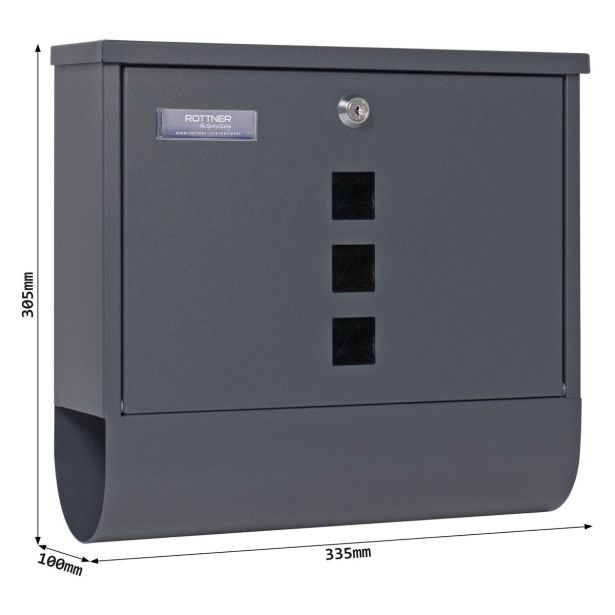 NABIRALNIK ROTTNER COSTA 305X335X100 MM S CEVJO, ANTRACIT