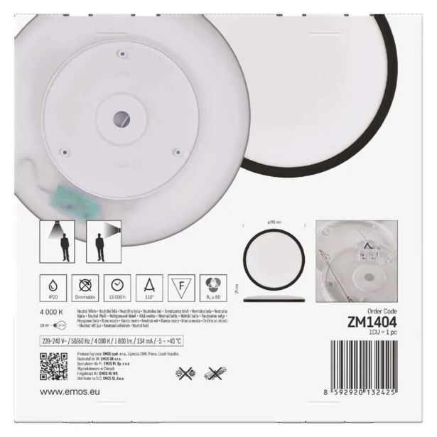 NADGRADNA STROP. SVETILKA EMOS LED OKR. PANEL FLORI 18W 1800LM NW IP20 B