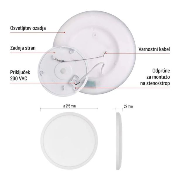 NADGRADNA STROP. SVETILKA EMOS LED OKR. PANEL FLORI 18W 1800LM NW IP20 W